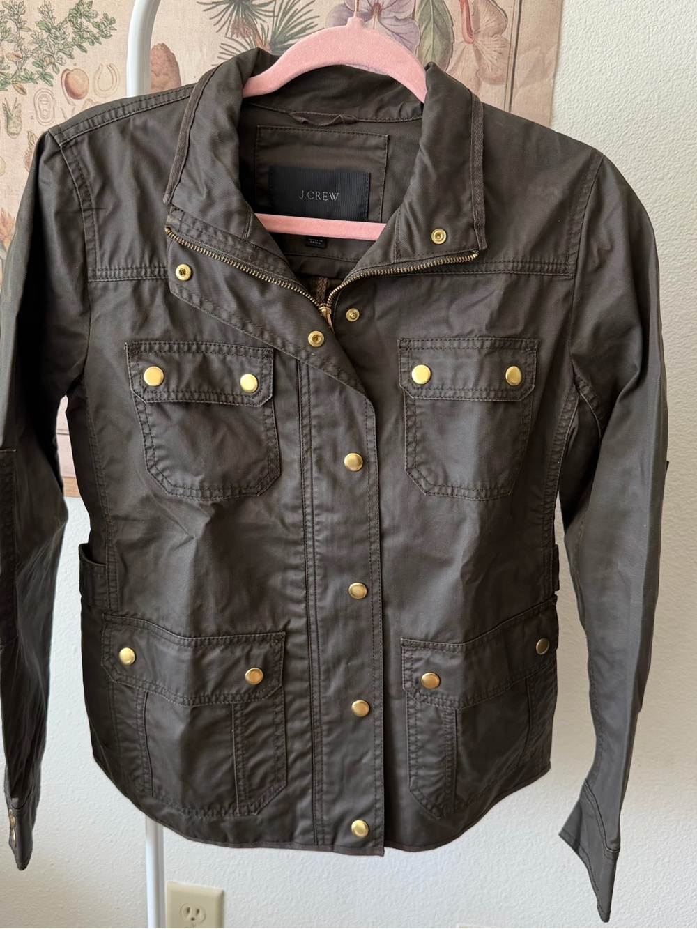 J.Crew Olive Utility Field Jacket Waxed Military Safari Women’s S